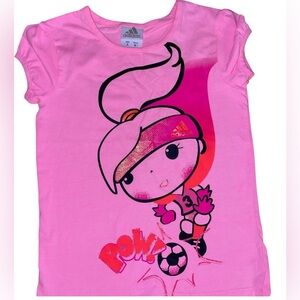 ADIDAS Little Girls Graphic Tees , short sleeve Size 6 Pink Color